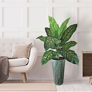 LCG Florals 48 Inch Dieffenbachia in Copper Washed Metal Planter, , rollover