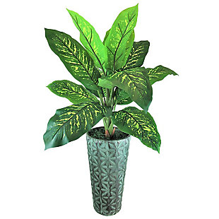 LCG Florals 48 Inch Dieffenbachia in Copper Washed Metal Planter, , large