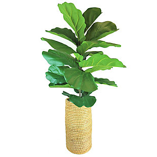 LCG Florals 52 Inch Artificial Deluxe Fig Bush in Cylinder Basket, , large