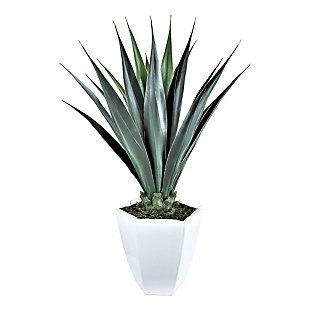 LCG Florals 46 Inch Artificial Agave in White Metal Planter, , large