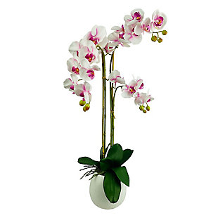 LCG Florals 32-inch Pink Orchid in White Ceramic Pot, , large