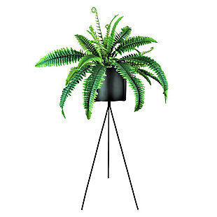LCG Florals 52 Inch Artificial Fern in Tripod Black Metal Stand, , large