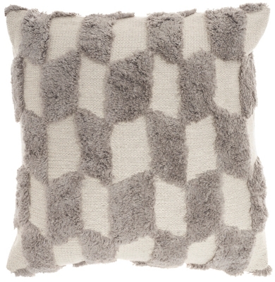 Nicole Curtis Nicole Curtis Nicole Curtis Pillow Tufted Diag Checkers 18"X18" Lt Grey Indoor Throw Pillow, Light Gray, large
