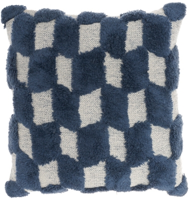 Nicole Curtis Nicole Curtis Nicole Curtis Pillow Tufted Diag Checkers 18"X18" Navy Indoor Throw Pillow, Navy, large