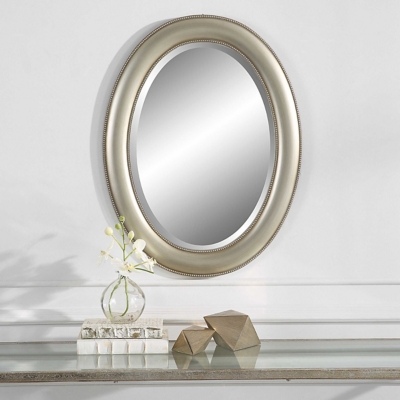 Exalted Living Beaded Mirror, Gray