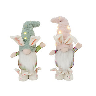 GIL S/2 Assorted 17-in H Battery Operated Fabric Standing Bunny Gnomes, , large