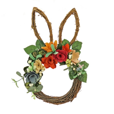 National Tree Company 17" Floral Bunny Ears Wreath, , large
