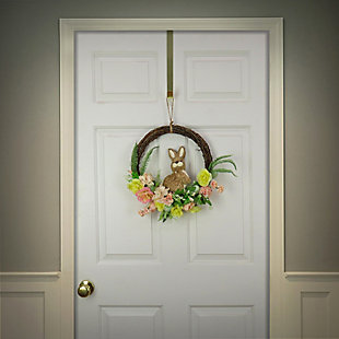 National Tree Company 16" Bunny and Rose Flowers Wreath, , rollover