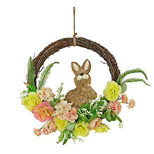 National Tree Company 16" Bunny and Rose Flowers Wreath, , large