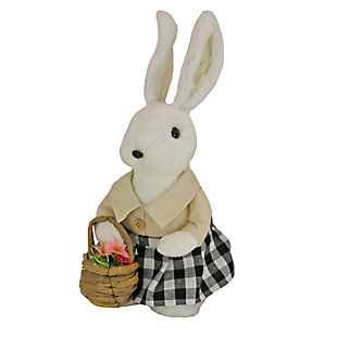 National Tree Company 12" White Bunny with Basket, , large