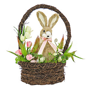National Tree Company 17" Easter Bunny Basket Table Decor, , large