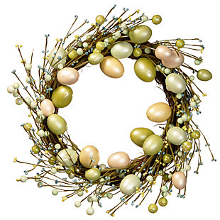 National Tree Company 20" Decorative Easter Egg Wreath, , large
