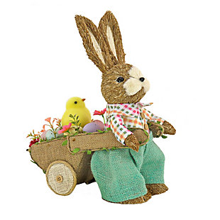 National Tree Company 14" Easter Bunny Pulling Wagon, , large