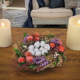 National Tree Company 10" Floral Bird’s Nest Table Decor, , rollover