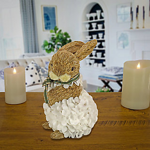 National Tree Company 10" Bunny in White Flowers, , rollover