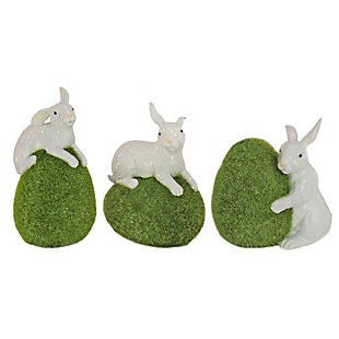 National Tree Company Whit Bunny with Green Moss Egg, Set of 3, , large