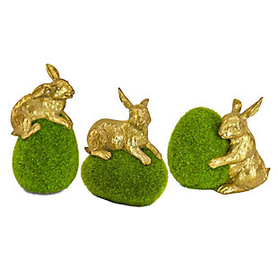 National Tree Company Gold Bunny with Green Moss Egg, Set of 3, , large