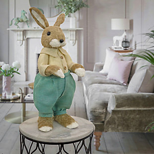 National Tree Company 24" Teal and Tan Dressed Mr. Bunny, , rollover