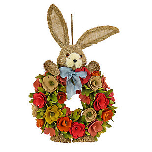 National Tree Company 20" Flower Blooms and Bunny Wreath, , large