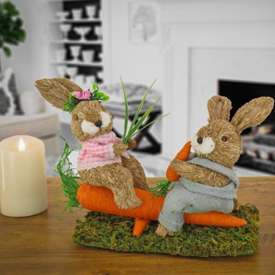National Tree Company 14" Two Easter Bunnies on Carrot Seesaw, , large