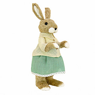 National Tree Company 24" Teal and Tan Dressed Ms. Bunny, , large