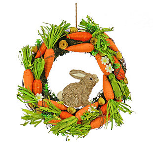National Tree Company 15" Carrots Wreath with Bunny Rabbit, , large