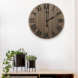 Elegant Designs Handsome 21" Rustic Farmhouse Wood Wall Clock, Restored Wood, Restored Wood, rollover
