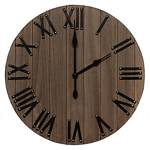 Elegant Designs Handsome 21" Rustic Farmhouse Wood Wall Clock, Restored Wood, Restored Wood, large