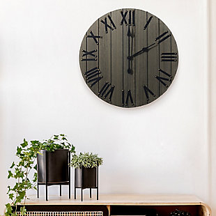 Elegant Designs Handsome 21" Rustic Farmhouse Wood Wall Clock, Rustic Gray, Rustic Gray, rollover