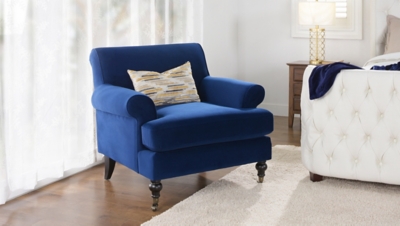 Jennifer Taylor home Alana Lawson Accent Arm Chair, Navy Blue