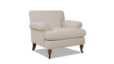 rear view of beige armchair