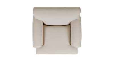 top-down view beige upholstered chair