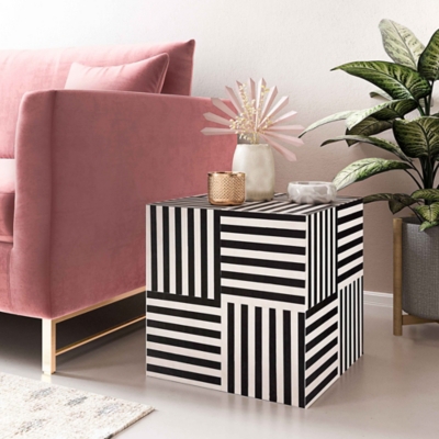 TOV Furniture Cube Side Table, Black/White