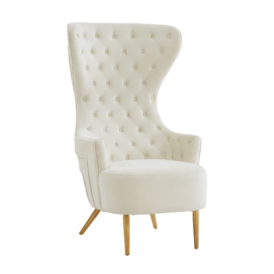 TOV Furniture Jezebel  Wingback Chair, Cream, large