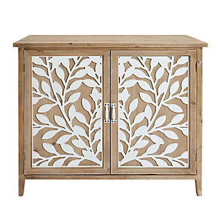 The Urban Port Wooden Storage Cabinet with 2 Doors and Floral Mirror Trim, , rollover
