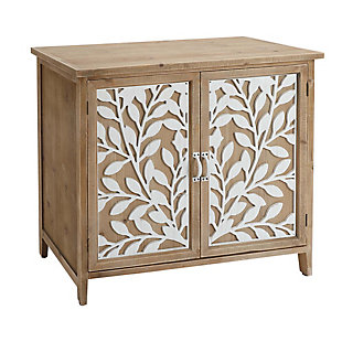 The Urban Port Wooden Storage Cabinet with 2 Doors and Floral Mirror Trim, , large
