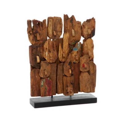 Bayberry Lane Teak Wood Natural Abstract Sculpture, Brown