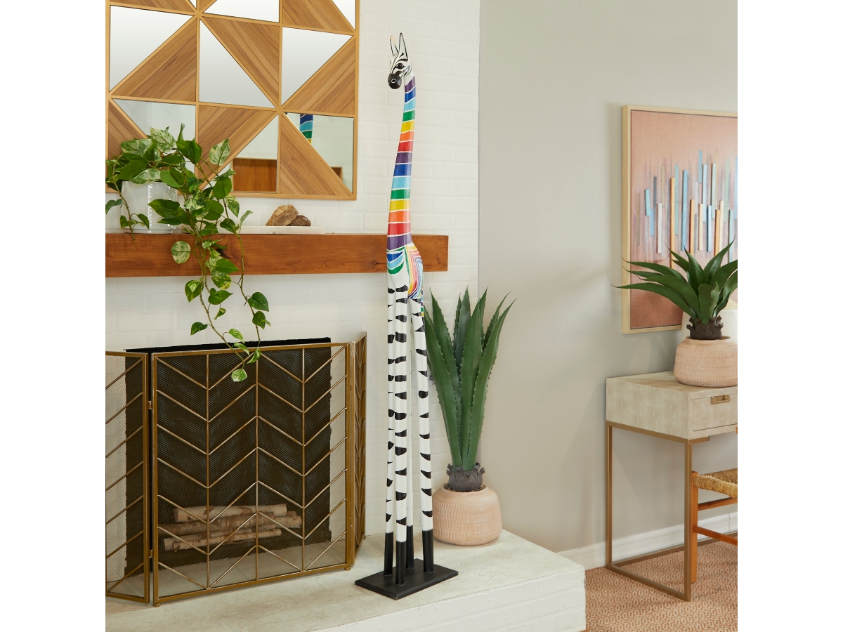 Lot De 3 Grandes Girafes Décoratives En Bois Sculpté à La Main - Style Africain