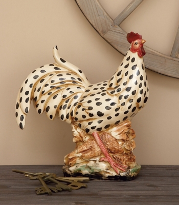 Bayberry Lane Indoor Outdoor Rooster Garden Sculpture, Beige