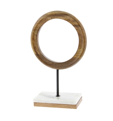 Bayberry Lane Abstract Wood Ring Sculpture, Brown