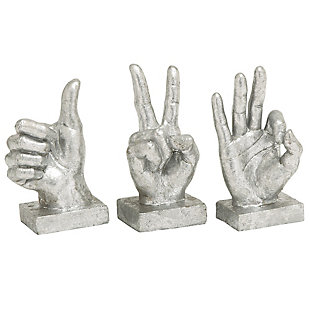 Bayberry Lane CosmoLiving by Cosmopolitan Set of 3 Hand Sculpture, Silver, rollover