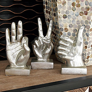 Bayberry Lane CosmoLiving by Cosmopolitan Set of 3 Hand Sculpture, Silver, large
