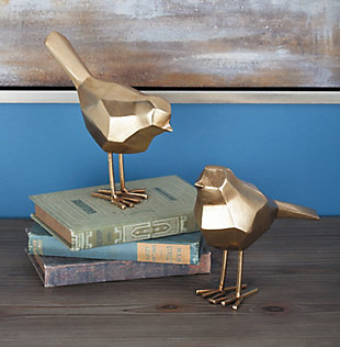 Bayberry Lane CosmoLiving by Cosmopolitan Set of 2 Bird Sculpture, Gold, rollover