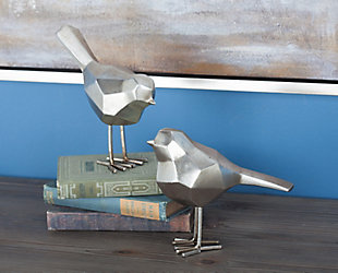 Bayberry Lane CosmoLiving by Cosmopolitan Set of 2 Bird Sculpture, Gray, rollover