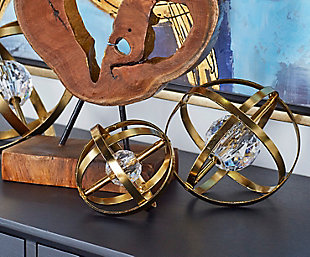 Bayberry Lane Set of 3 Geometric Sculpture, Gold, large
