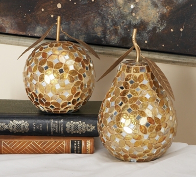 Bayberry Lane Fruit Decorative Sculpture with Mosaic Details (Set of 2), , rollover