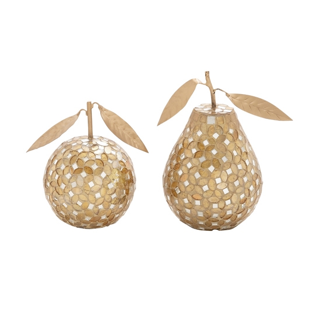 Bayberry Lane Fruit Decorative Sculpture with Mosaic Details (Set of 2)