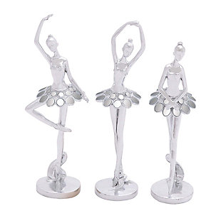 Bayberry Lane Dancer Sculpture with Mirror Accents, (Set of 3) 5"W X 14"H, , large