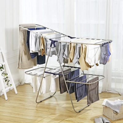 SONGMICS 2-Level Clothes Airer, Blue