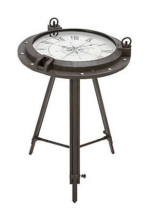 Bayberry Lane Compass Accent Table with Clock, , large